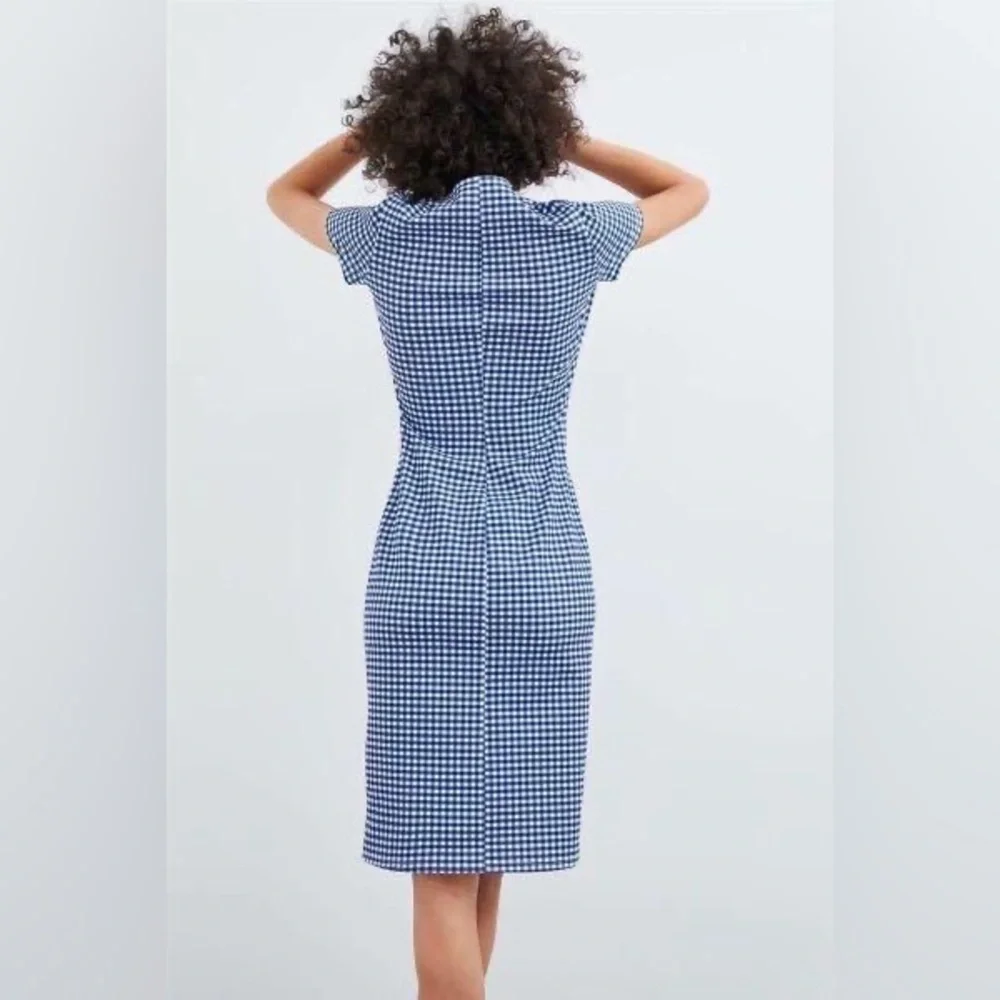 NWT Zara Gingham Blue Bodycon Dress Women’s M - Picture 10 of 10